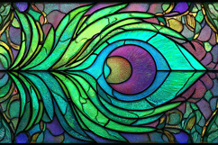 Stained Glass Peacock Feather Art Nouveau Background Product Image 1