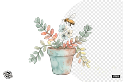 Summer Wildflowers &amp; Bird &amp; Insect Clipart - Houseplant PNG Product Image 1