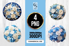 Blue Rose Floral Bouquet Clipart Sublimation PNG Product Image 1