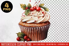 Christmas Cupcake Clipart PNG | Graphics| Christmas Ornament Product Image 1