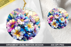 Flower Stained Glass Ornament PNG, Digital Download File Product Image 1