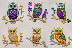 Owl Clipart | 12 Brooch Designs - Owl on a Branch, PNG Product Image 1