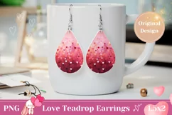 Love Teardrop Earrings, Pink Glitter Love Heart Earring Product Image 1