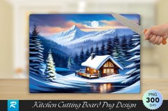 Snowy Mountain Pines Winter Cutting Board PNG Design Product Image 1