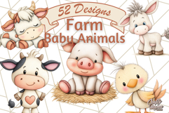 Baby Farm Animal Clipart, Cute Farm Yard Animals Png Product Image 1