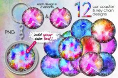 Watercolor | 12 Sublimation car coaster &amp; key chain designs Product Image 1