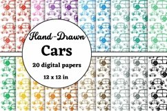 hand drawn cars digital papers Product Image 1