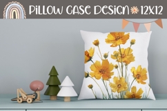 Watercolor Flowers Pillow Case, Summer Pillow Sublimation Product Image 1