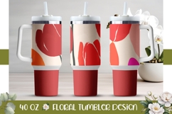 Red Tumbler Wrap Design, Floral 40 Oz Tumbler PNG Product Image 1