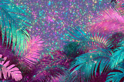Illustration of tropical leaves with a glittery background Product Image 1
