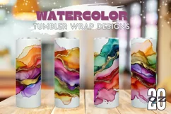 Watercolor Tumbler Sublimation, Glitter Tumbler Wrap Designs Product Image 1