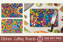 Rainbow Hippie Flowers Cutting Boards sublimation Design Product Image 1