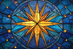 Stained Glass Compass Rose Cosmic Star Background Product Image 1