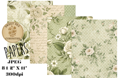 Shabby Chic, Green, Papers, Junk Journal Product Image 1