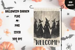 Vintage Halloween Witches Garden Flag, Welcome Garden Flag Product Image 1