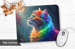Glowing Floral Crown Rainbow Cat Mouse Pad PNG Design Product Image 1