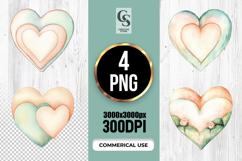 Watercolor Layered Heart Clipart Sublimation PNG Product Image 1