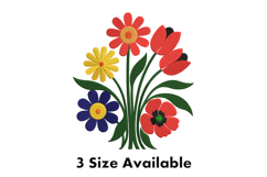 Vibrant Garden Bloom Floral Embroidery Design Product Image 1