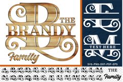 Monogram Flourish Alphabet Split Letters SVG Laser Cut Files Product Image 1