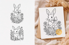 Easter Bunny svg, Easter svg, Flower Meadow svg, Line Art Product Image 1