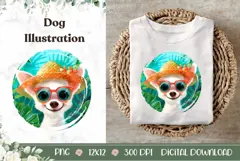 Summer Chihuahua Illustration, Cartoon Chihuahua PNG Product Image 1