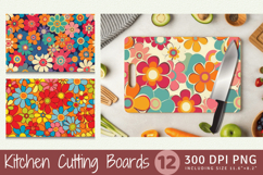 Retro Groovy Flowers Cutting Boards sublimation Design Product Image 1