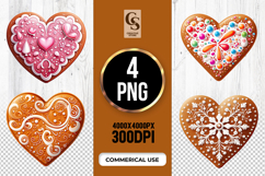 Gingerbread Heart Cookie Clipart Sublimation PNG Product Image 1