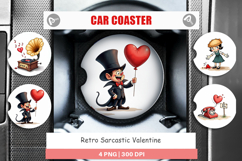 Retro Sarcastic Valentine Car Coaster Product Image 1
