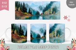 Watercolor Landscape Mug Design, Lake Mug Sublimation Product Image 1