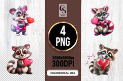 Cute Raccoon Holding Heart Illustration Clipart PNG Product Image 1