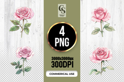 Pink Rose Flower Clipart Sublimation PNG Product Image 1