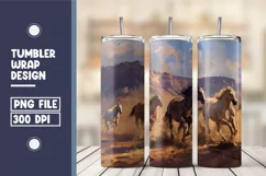 Group Of Running Horse Together Tumbler Wrap Design Product Image 1