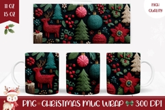 Knitted Christmas Mug Design, Knitted Winter Animals Mug Product Image 1