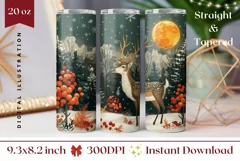 Christmas Tumbler Wrap, Winter Forest Tumbler Template Product Image 1