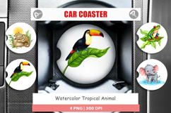 Car Coaster Tropical Animals Watercolor Product Image 1