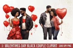 Valentines Day Black Couple Clipart, Black Couple Clipart Product Image 4