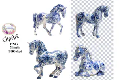 Blue Toile, Ephemera, PNG, Clipart, Junk Journal, flowers Product Image 1