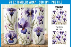 Iris Floral Tumbler Wrap | Floral Tumbler Sublimation Product Image 1