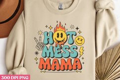 Hot mess mama PNG, Retro Mama Sublimation PNG Product Image 2