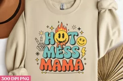 Hot mess mama PNG, Retro Mama Sublimation PNG Product Image 2