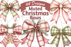 Muted Cozy Christmas Bows PNG Clipart, Winter Holiday Png Product Image 1
