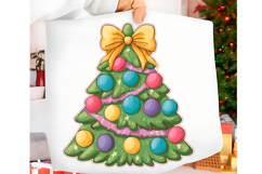 Green Whimsical Christmas Trees with Bows Festive Holiday Product Image 2