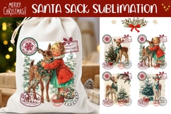 Vintage Christmas Deer Santa Sack, Christmas Santa Sack Product Image 1