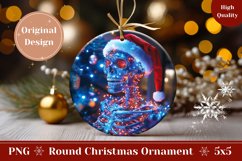 Neon Christmas Skull Ornament, Christmas Round Ornament Product Image 1