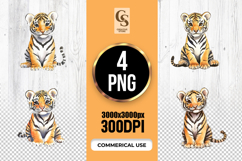 Watercolor Baby Tiger Clipart PNG Product Image 1