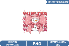 Pink Winter Snowman Sublimation,Christmas Png Product Image 1