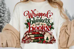Wrapped in Blankets Lost in Books PNG, Christmas Book Lover Product Image 2