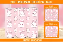 Cute Rabbit Seemless Tumbler Wrap Designs, Sublimation Wrap Product Image 1