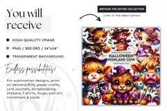 Halloween Clipart, highland cow Clipart, scarecrow PNG Product Image 2