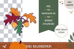 Oak Leaf Illustration, Acorn PNG, Autumn Print Product Image 1